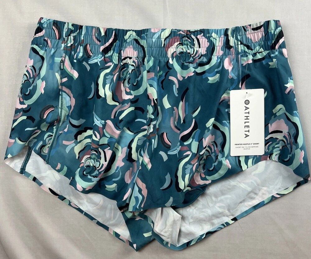 Athleta Printed Hustle 3” Shorts Large NWT